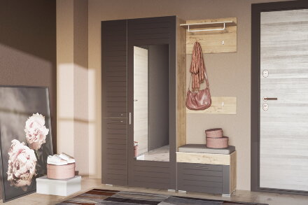 Шкаф для одежды с зеркалом Livorno НМ 013.36, графит 