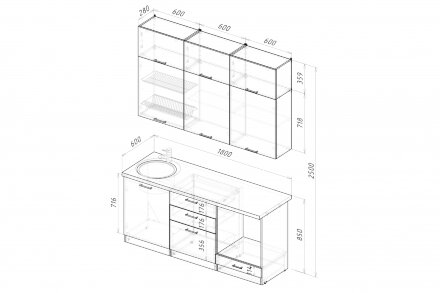 Кухонный гарнитур Дюна макси, 180 см  