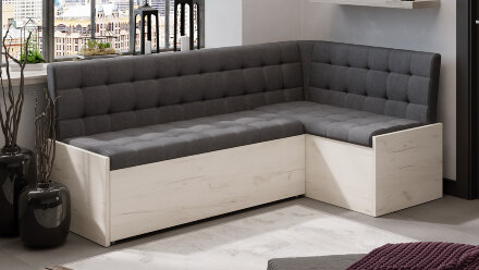 Кухонный уголок со спальным местом Форест, Дуб крафт белый/Велюр серый 