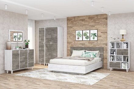 Кровать двуспальная 1,6 (арт.031-М1) ЭГО, бетон/камень 