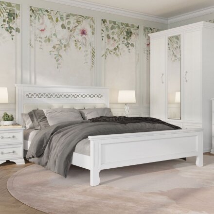 Кровать из массива Грация, белый античный 