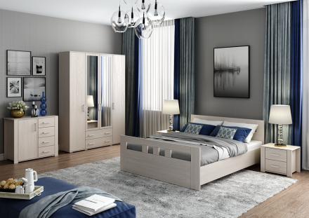 Кровать двуспальая Сопрано, Анкор светлый 