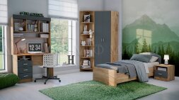 Шкаф угловой Мартина, графит/дуб крафт